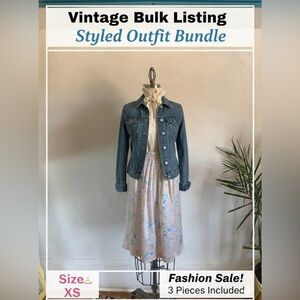 Vintage Cottagecore Outfit Bundle: 90s Gap Denim, 80s Deadstock Skirt, XS